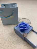 Colar Coração Eterno com Caixa Azul de Rosa
